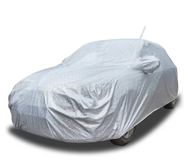 Maruti BALENO (2015-2022) Waterproof Car Cover, All Weather Resistant, Triple Stitched with Soft Cotton Lining, Side Mirror & Antenna Pocket (AERO Silver)